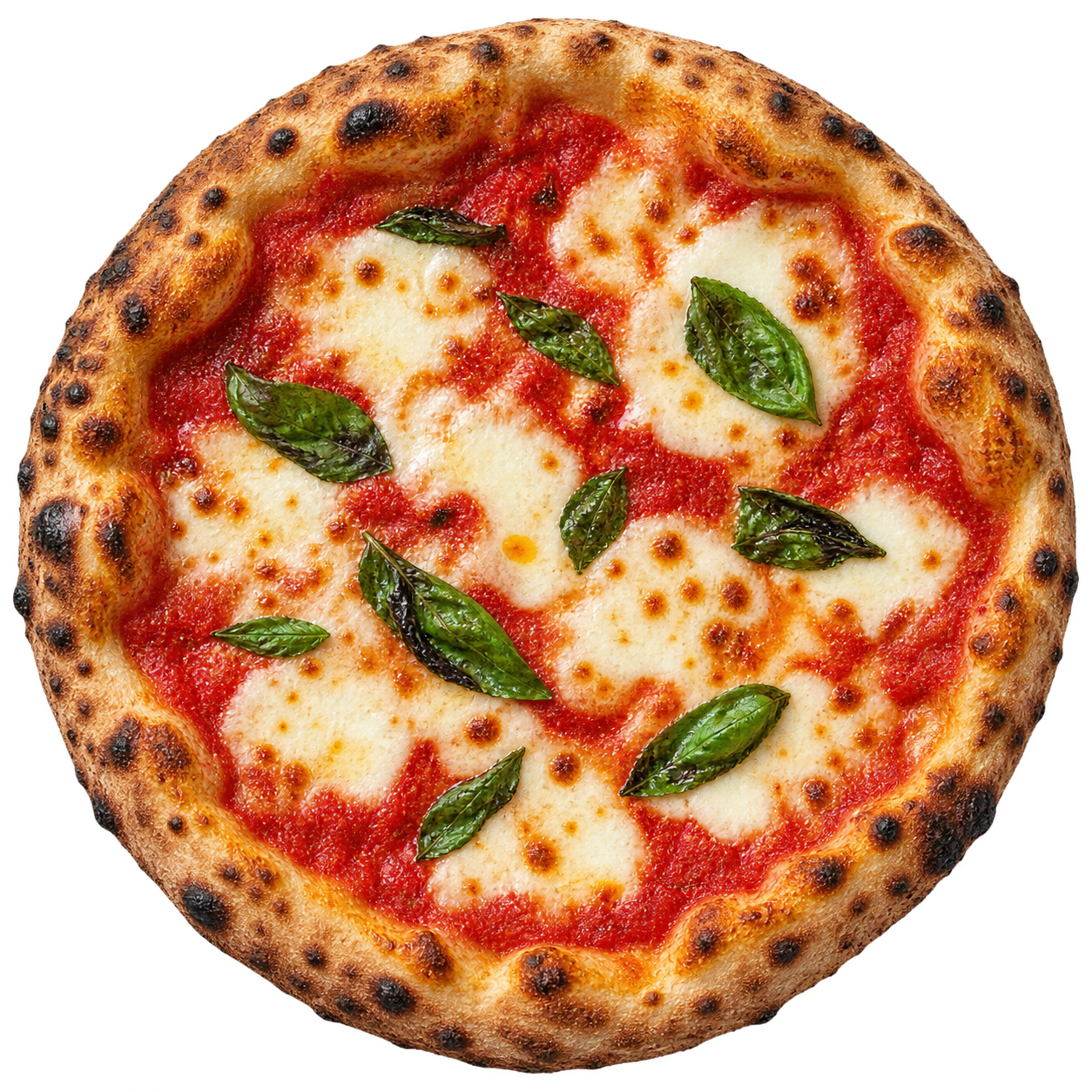Margherita mit Tomaten, Mozzarella und Basilikum – illustratives Pizza-Motiv